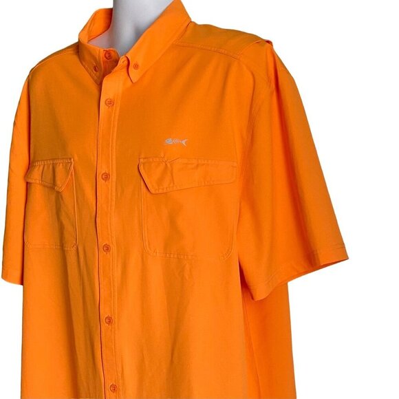 Silver Bait Orange Outdoor Short Sleeve Button Down Shirt Vented Back 2XLT NEW - Picture 3 of 7